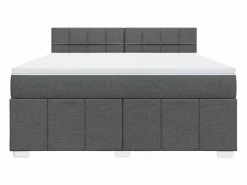 Clicnbuy Somier - 180X200Cm|Cama box spring con colchón tela oscuro 180x200 cm