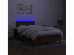 Clicnbuy Cama box spring con colchón y LED tela marrón oscuro 120x190 cm Outlet