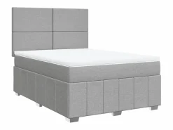 Cama box spring con colchón tela claro 160x200 cm^Clicnbuy Discount