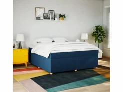 Clicnbuy Cama box spring con colchón tela 180x200 cm Azul New