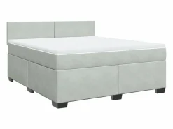 Clicnbuy Somier - 180X200Cm|Cama box spring con colchón terciopelo claro 180x200 cm