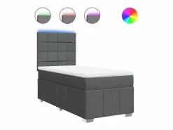 Cama box spring con colchón tela oscuro 90x190 cm^Clicnbuy Sale