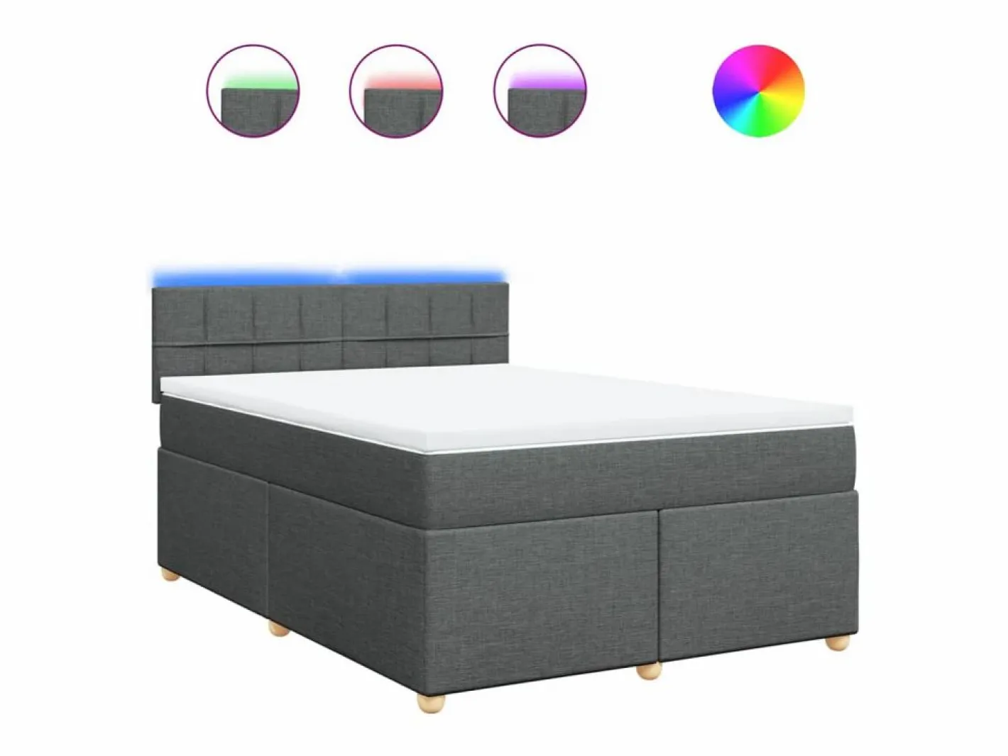 Cama box spring con colchón tela oscuro 160x200 cm^Clicnbuy Discount