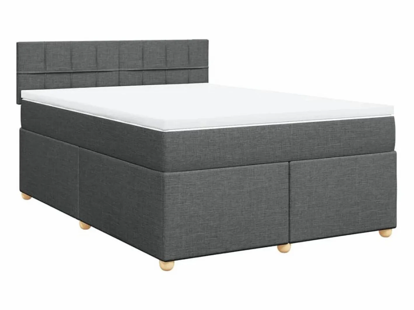 Cama box spring con colchón tela oscuro 160x200 cm^Clicnbuy Discount