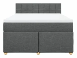 Cama box spring con colchón tela oscuro 160x200 cm^Clicnbuy Discount