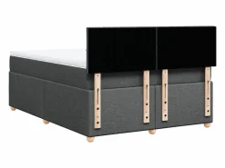 Cama box spring con colchón tela oscuro 160x200 cm^Clicnbuy Discount