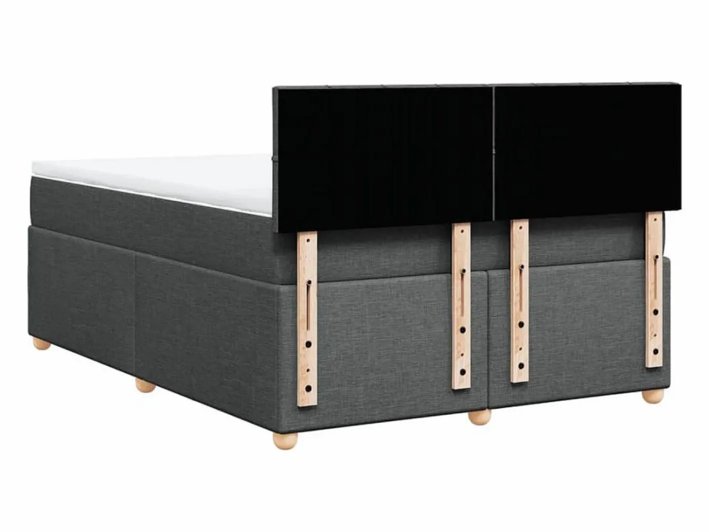 Cama box spring con colchón tela oscuro 160x200 cm^Clicnbuy Discount