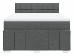 Clicnbuy Somier - 160X200Cm|Cama box spring con colchón tela oscuro 160x200 cm