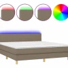 Clicnbuy Cama box spring con colchón LED tela gris taupe 180x200 cm Discount