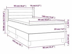 Clicnbuy Somier Tapizado|Somier - 90X190Cm|Cama box spring con colchón tela 90x190 cm