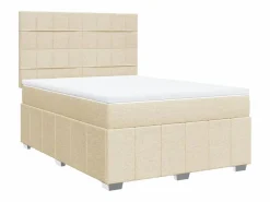 Clicnbuy Cama box spring con colchón tela color 160x200 cm Crema Outlet