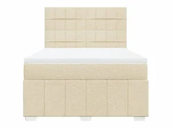 Clicnbuy Cama box spring con colchón tela color 160x200 cm Crema Outlet