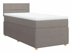 Clicnbuy Cama box spring con colchón tela gris taupe 90x190 cm Topo Hot