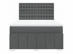 Clicnbuy Somier - 160X200Cm|Cama box spring con colchón tela oscuro 160x200 cm