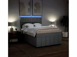 Cama box spring con colchón tela claro 140x200 cm^Clicnbuy Discount