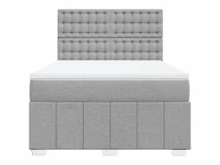 Cama box spring con colchón tela claro 140x200 cm^Clicnbuy Discount