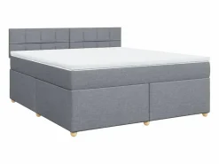 Clicnbuy Somier - 180X200Cm|Cama box spring con colchón tela claro 180x200 cm