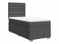 Clicnbuy Somier - 90X190Cm|Cama box spring con colchón tela oscuro 90x190 cm