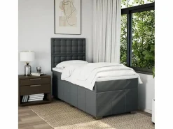Clicnbuy Somier - 90X190Cm|Cama box spring con colchón tela oscuro 90x190 cm