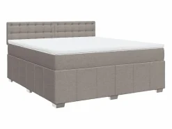 Clicnbuy Cama box spring con colchón tela gris taupe 180x200 cm Topo New