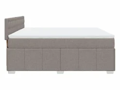 Clicnbuy Cama box spring con colchón tela gris taupe 180x200 cm Topo New