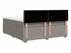 Clicnbuy Cama box spring con colchón tela gris taupe 180x200 cm Topo New