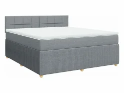 Cama box spring con colchón tela claro 180x200 cm^Clicnbuy