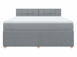 Cama box spring con colchón tela claro 180x200 cm^Clicnbuy
