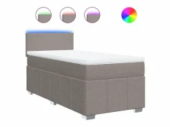 Clicnbuy Cama box spring con colchón tela gris taupe 90x190 cm Topo Clearance