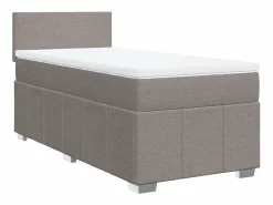 Clicnbuy Cama box spring con colchón tela gris taupe 90x190 cm Topo Clearance