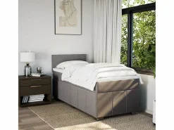 Clicnbuy Cama box spring con colchón tela gris taupe 90x190 cm Topo Clearance