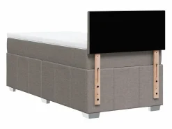 Clicnbuy Cama box spring con colchón tela gris taupe 90x190 cm Topo Clearance
