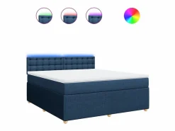 Clicnbuy Cama box spring con colchón tela 180x200 cm Azul Online