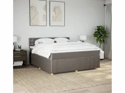 Clicnbuy Somier - 180X200Cm|Cama box spring con colchón tela gris taupe 180x200 cm
