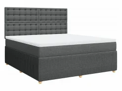 Clicnbuy Cama box spring con colchón tela oscuro 180x200 cm Gris Discount