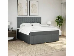 Clicnbuy Cama box spring con colchón tela oscuro 180x200 cm Gris Discount