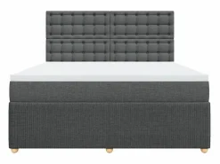 Clicnbuy Cama box spring con colchón tela oscuro 180x200 cm Gris Discount