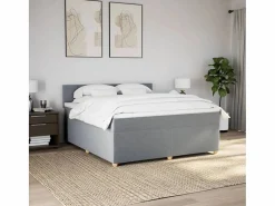 Clicnbuy Base De Cama De Láminas|Somier - 180X200Cm|Cama box spring con colchón tela claro 180x200 cm