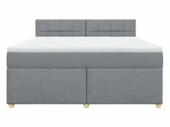 Clicnbuy Base De Cama De Láminas|Somier - 180X200Cm|Cama box spring con colchón tela claro 180x200 cm