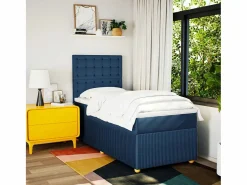 Clicnbuy Cama box spring con colchón tela 90x190 cm Azul Hot