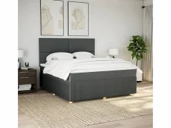 Cama box spring con colchón tela oscuro 180x200 cm^Clicnbuy Discount