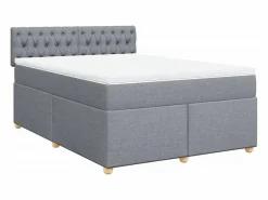Cama box spring con colchón tela claro 160x200 cm^Clicnbuy Hot