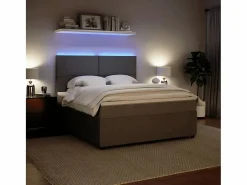 Cama box spring con colchón terciopelo claro 180x200 cm^Clicnbuy Discount