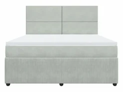 Cama box spring con colchón terciopelo claro 180x200 cm^Clicnbuy Discount