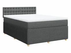 Clicnbuy Somier - 160X200Cm|Cama box spring con colchón tela oscuro 160x200 cm