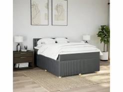 Clicnbuy Somier - 160X200Cm|Cama box spring con colchón tela oscuro 160x200 cm