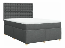 Clicnbuy Cama box spring con colchón tela oscuro 160x200 cm Gris Outlet