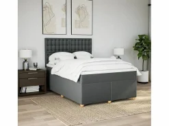 Clicnbuy Cama box spring con colchón tela oscuro 160x200 cm Gris Outlet