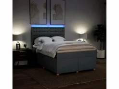 Clicnbuy Cama box spring con colchón tela oscuro 160x200 cm Gris Outlet