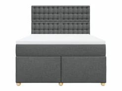 Clicnbuy Cama box spring con colchón tela oscuro 160x200 cm Gris Outlet